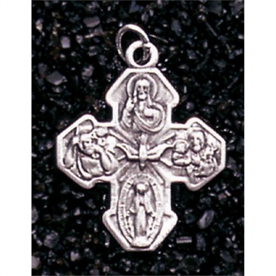 Necklace Silver Plated Small 4 Way Medal Silver 18 Inch - 714611136651 - 36-8213P Necklace Silver Plated Small 4 Way Medal Silver 18 Inch - 714611136651 - 36-8213P