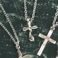 Necklace Silver Plated Small Round Cross 18 Inch