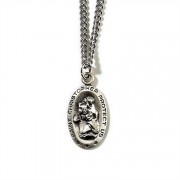 Necklace Silver Plated Small Saint Christopher Medal 18 Inch