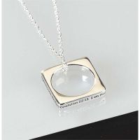 Necklace Silver Plated Square Revelation 22:13 Ring 18 Inch Chain 2pk