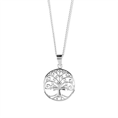 Necklace Silver Plated Tree Of Life/Heart 18" Chain - 714611186083 - 73-4776P