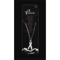4pk -Necklace Silver Plated White Peace Ribbon/Cross 18 Inch Pack of 4