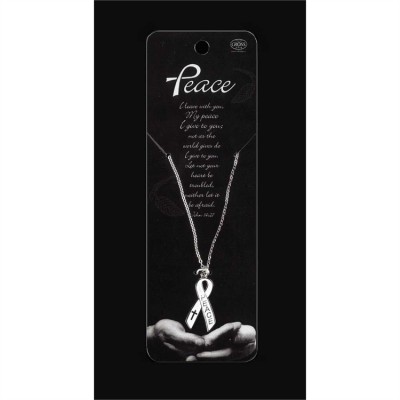 Necklace Silver Plated White Peace Ribbon/Cross 18 Inch Pack of 4 - 714611103158 - 30-1512