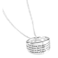 Necklace Silver Plated Wide Band Jeremiah 29:11 Size 7 w/Chain 2pk
