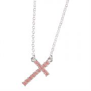 Necklace Slant Alexandrite CZ Cross 18 Inch +1 Inch Chain (Pack of 2)