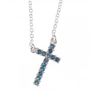 2pk -Necklace Slant Blue Topaz CZ Cross 18 Inch +1 Inch Chain (Pack of 2) 2pk -Necklace Slant Blue Topaz CZ Cross 18 Inch +1 Inch Chain (Pack of 2)