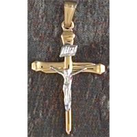 Necklace Small Crucifix 2 Tone Silver Plated Nail Cross 18 Inch
