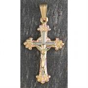 Necklace Small Crucifix Gold Plated Fancy Pet Cross 18 Inch