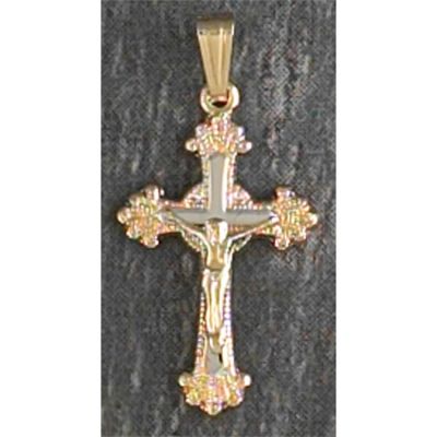 Necklace Small Crucifix Gold Plated Fancy Pet Cross 18 Inch - 714611136866 - 36-8724P
