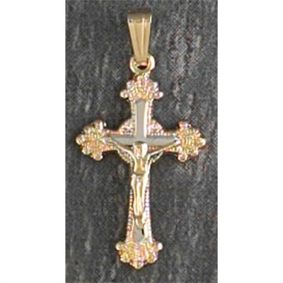 Necklace Small Crucifix Gold Plated Fancy Pet Cross 18 Inch - 714611136866 - 36-8724P