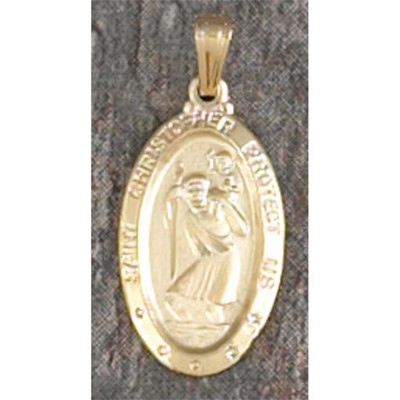 Necklace Small Gold Plated Saint Christopher Medium 18 Inch - 714611136897 - 36-8944P