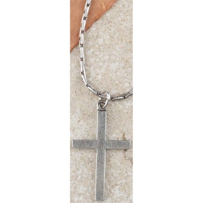 Necklace Small Pewter Cross, 21 Inch - 714611088202 - 32-5348