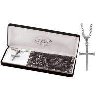 Necklace Stainless Steel 1 1/4 Inch Nail Cross 24 Inch Chain