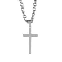 Necklace Stainless Steel 1 1/8in. Box Cross 24in. Chain (Pack of 2)