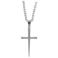 Necklace Stainless Steel 1.5 Inch Taper Cross 24 Inch Chain