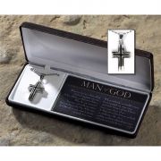 Necklace Stainless Steel Black Cross Man/God 24 Inch Chain