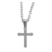 Necklace Stainless Steel Budded Cross 24 Inch Chain