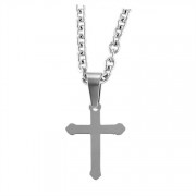 Necklace Stainless Steel Budded Cross 24 Inch Chain