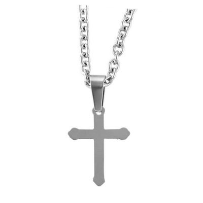 Necklace Stainless Steel Budded Cross 24 Inch Chain - 603799205382 - 32-5406