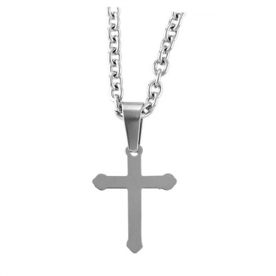Necklace Stainless Steel Budded Cross 24 Inch Chain - 603799205382 - 32-5406