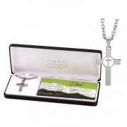 Necklace Stainless Steel Cross/Cutout Circle Cross 24 Inch Chain