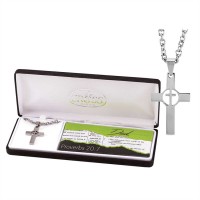 Necklace Stainless Steel Cross/Cutout Circle Cross 24 Inch Chain