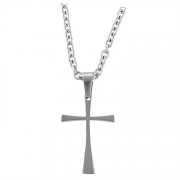 Necklace Stainless Steel Flare Cross 24 Inch Chain