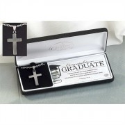 Necklace Stainless Steel Graduate Box Cross 24 Inch