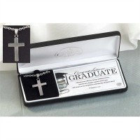 Necklace Stainless Steel Graduate Box Cross 24 Inch