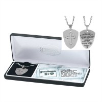 Necklace Stainless Steel/Joshua 1:9 Shield 24" Chain Necklace Stainless Steel/Joshua 1:9 Shield 24" Chain