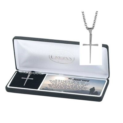 Necklace Stainless Steel My Journey Cross 24" Chain - 714611185895 - 32-6626