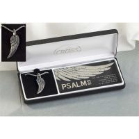 Necklace Stainless Steel Wing Psalm 91:11, 24 Inch Chain