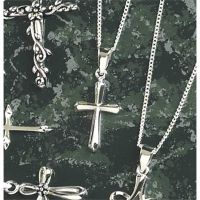 Necklace Sterling Silver Beveled Cross 18 Inch Chain, Deluxe Box