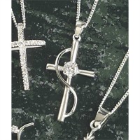 Necklace Sterling Silver Cross/sash CZ Vbale Gift Box w/Chain Necklace Sterling Silver Cross/sash CZ Vbale Gift Box w/Chain