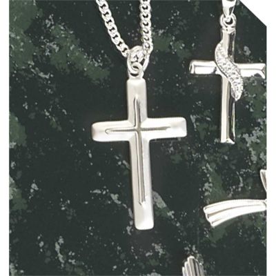 Necklace Sterling Silver Double Box Cross 20 Inch Deluxe Box - 714611154709 - 73-7539