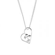 Necklace Sterling Silver Elongate Heart/Cross 18in. Chain w/Gift Box
