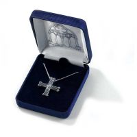 Necklace Sterling Silver Ephesians Cross Blue Topaz 18 Inch Chain