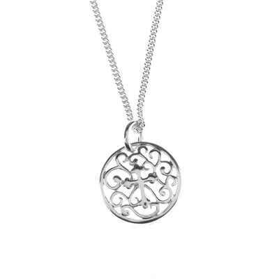 Necklace Sterling Silver Filigree Circle Cross 18 Inch Chain - 714611177791 - 73-7547