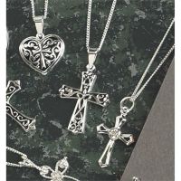 Necklace Sterling Silver Filigree Flare/Cross 18 Inch Deluxe Box