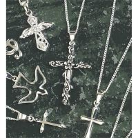 Necklace Sterling Silver Flower/Vine Cross 18 Inch Deluxe Box