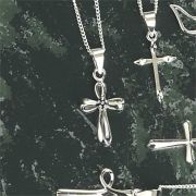 Necklace Sterling Silver Infinity Floral Cross 18 Inch Deluxe Box
