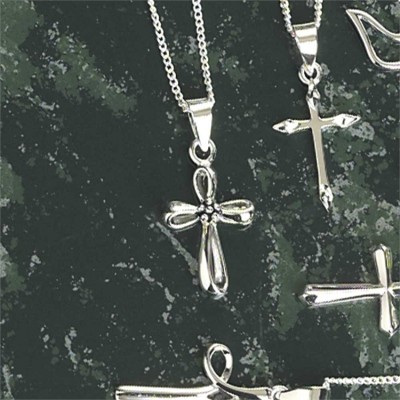 Necklace Sterling Silver Infinity Floral Cross 18 Inch Deluxe Box - 714611154549 - 73-7523