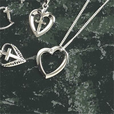 Necklace Sterling Silver Mobius Heart/Cubic Zirconia 18 Inch Box - 714611154396 - 73-7508