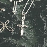 Necklace Sterling Silver Petal Cross /Cubic Zirconia 18 Inch Box