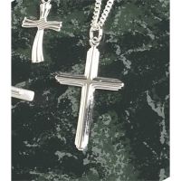 Necklace Sterling Silver Ribbed Cross 20 Inch Deluxe Box