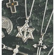 Necklace Sterling Silver Star/David/Cross 18 Inch Deluxe Box