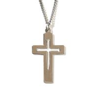 Necklace w/Silver Plated Nail Cross, 24 Inch Chain