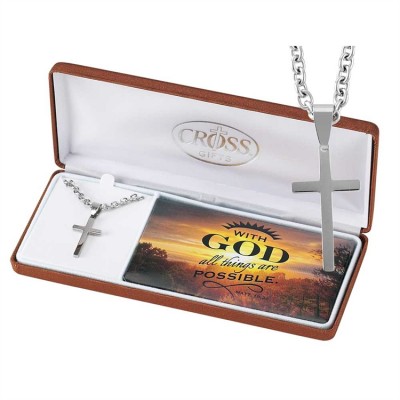 Necklace with God All Things Matthew 19/26, 24 Inch Chain - 603799208918 - 32-1236
