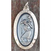 Necklaces Silver Plated Epoxy St Christopher Medium 18 Inch