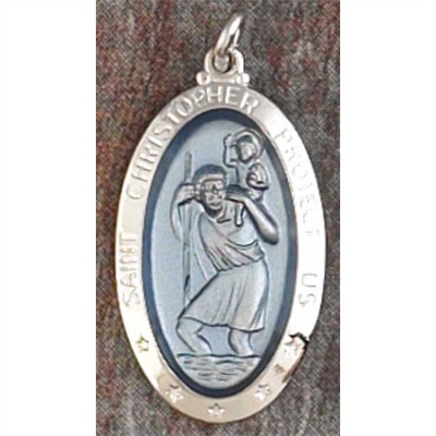 Necklaces Silver Plated Epoxy St Christopher Medium 18 Inch - 714611136675 - 36-8253P
